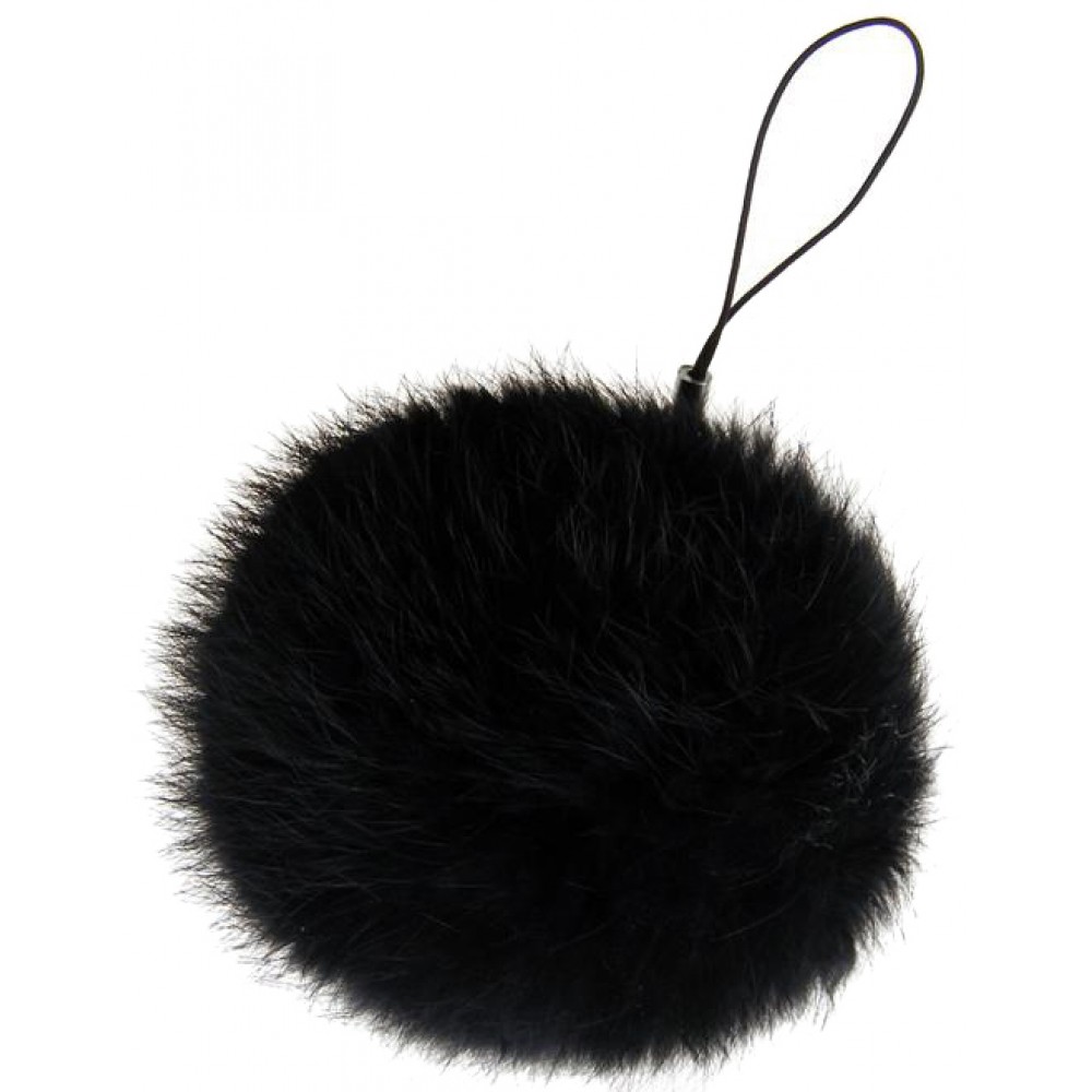 Universeller Schlüsselanhänger / Schlüsselring - Fluffy Plüschball - Schwarz